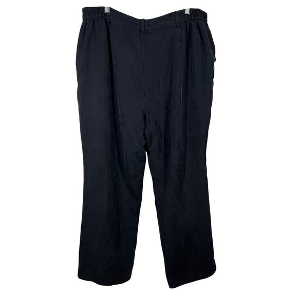 Lauren Ralph Lauren Pants Women 16W Black Wide Leg 100% Silk Trouser Pocket Gray - Picture 3 of 6